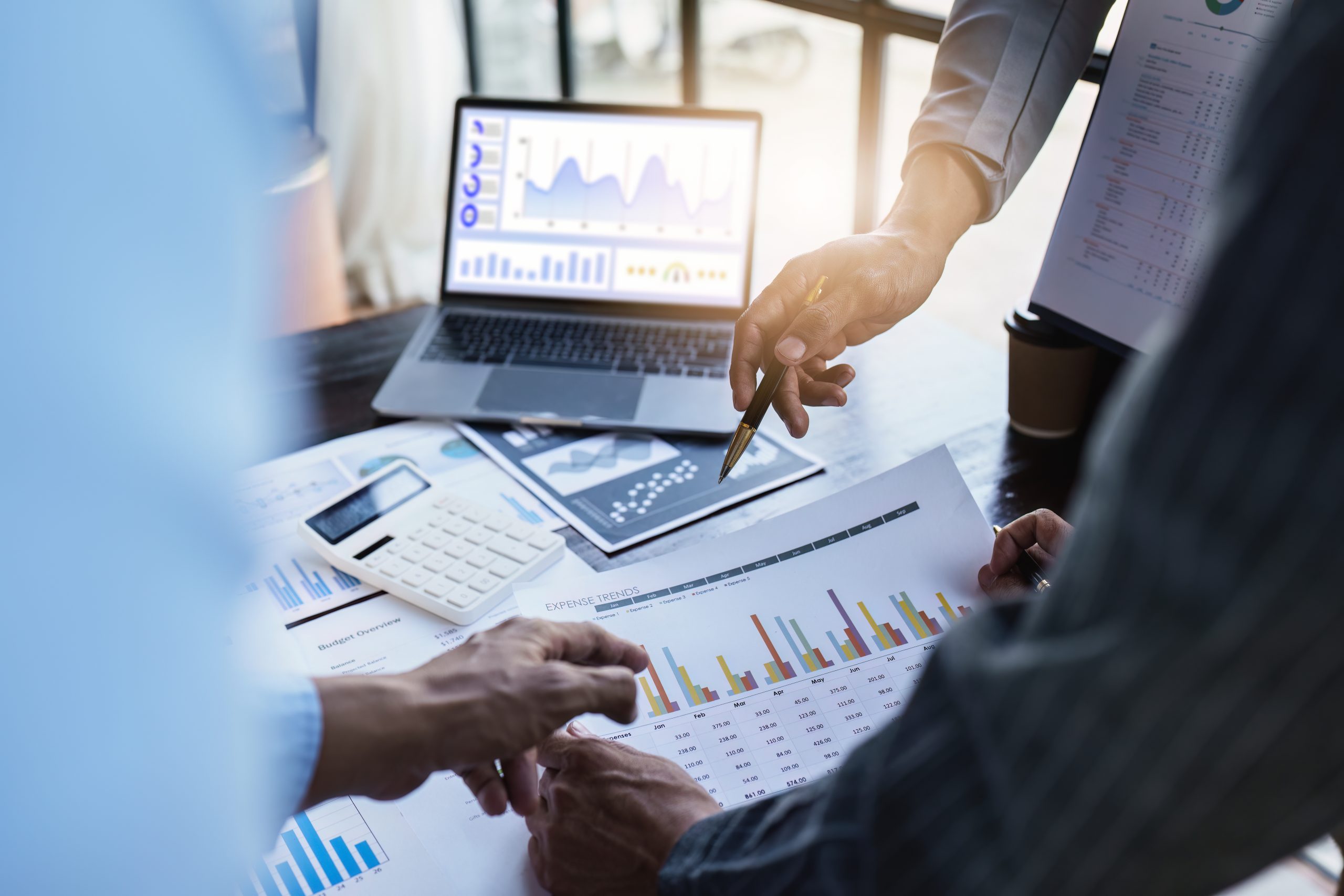 Business people accountant or financial expert analyze with document report. finance economy, banking, business, analyze concept.